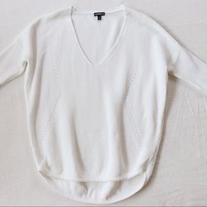 Express White V-Neck Sweater - Small
